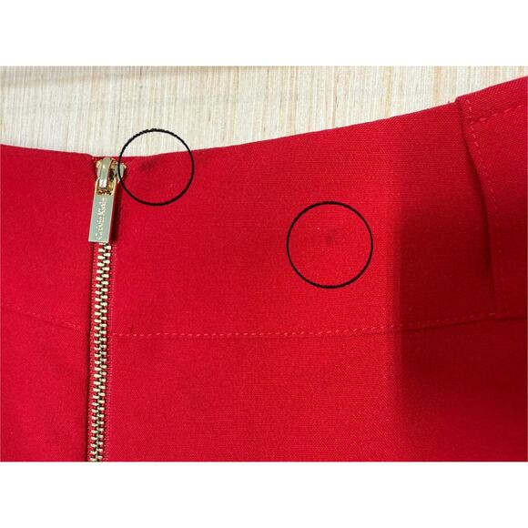 Calvin Klein A Line Midi Skirt Womens Size 8 Pockets Red Lined Event Holiday - Picture 6 of 11